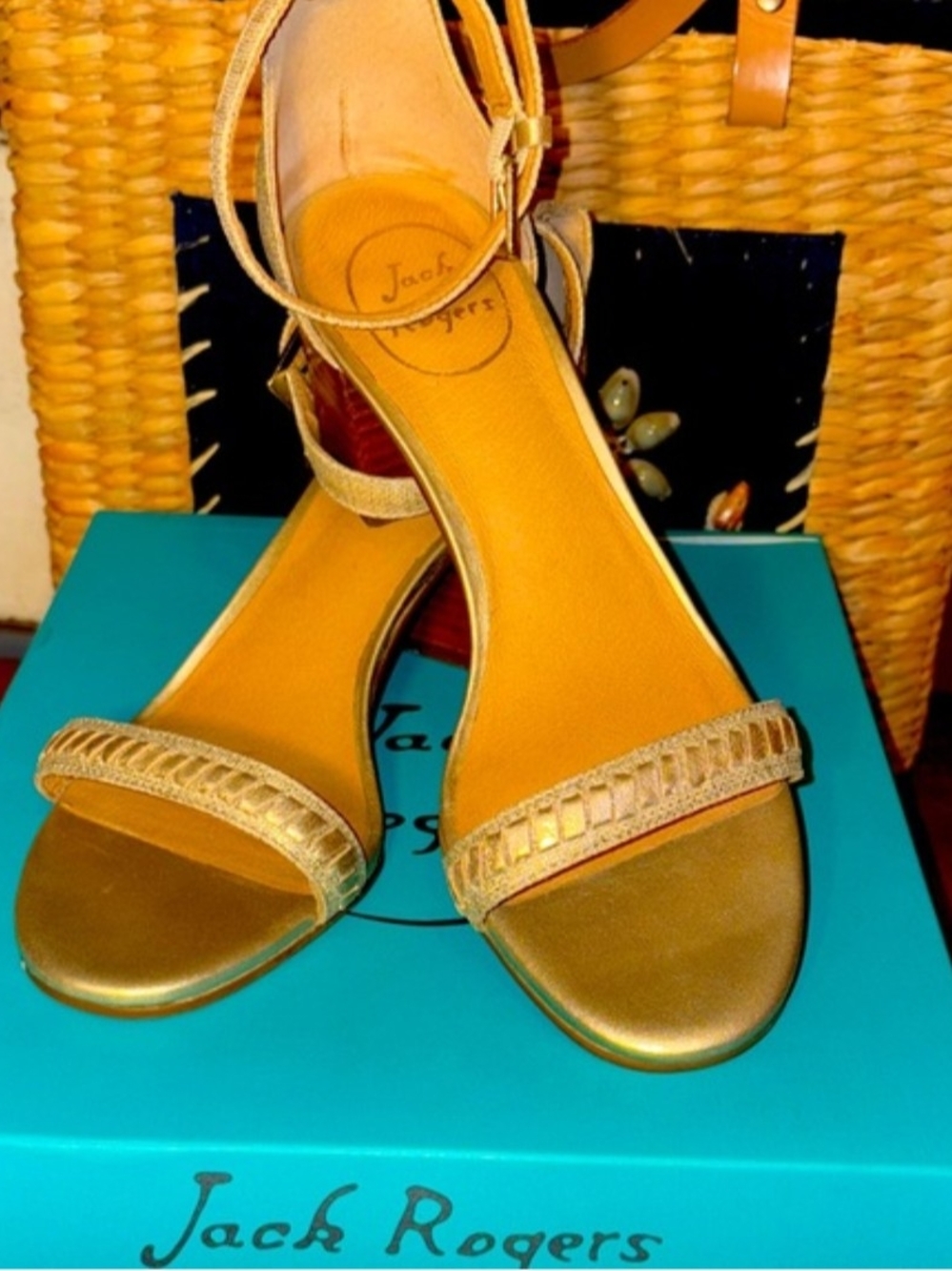 Jack Rogers Dressy Sandals

"Lillian" Platinum/Gold Open Toe Ankle